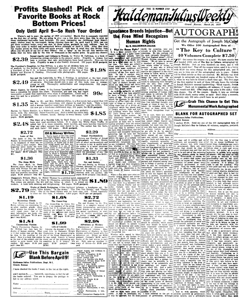 (image for) Haldeman-Julius Weekly, Number 1737, Mar. 16, 1929. - Click Image to Close